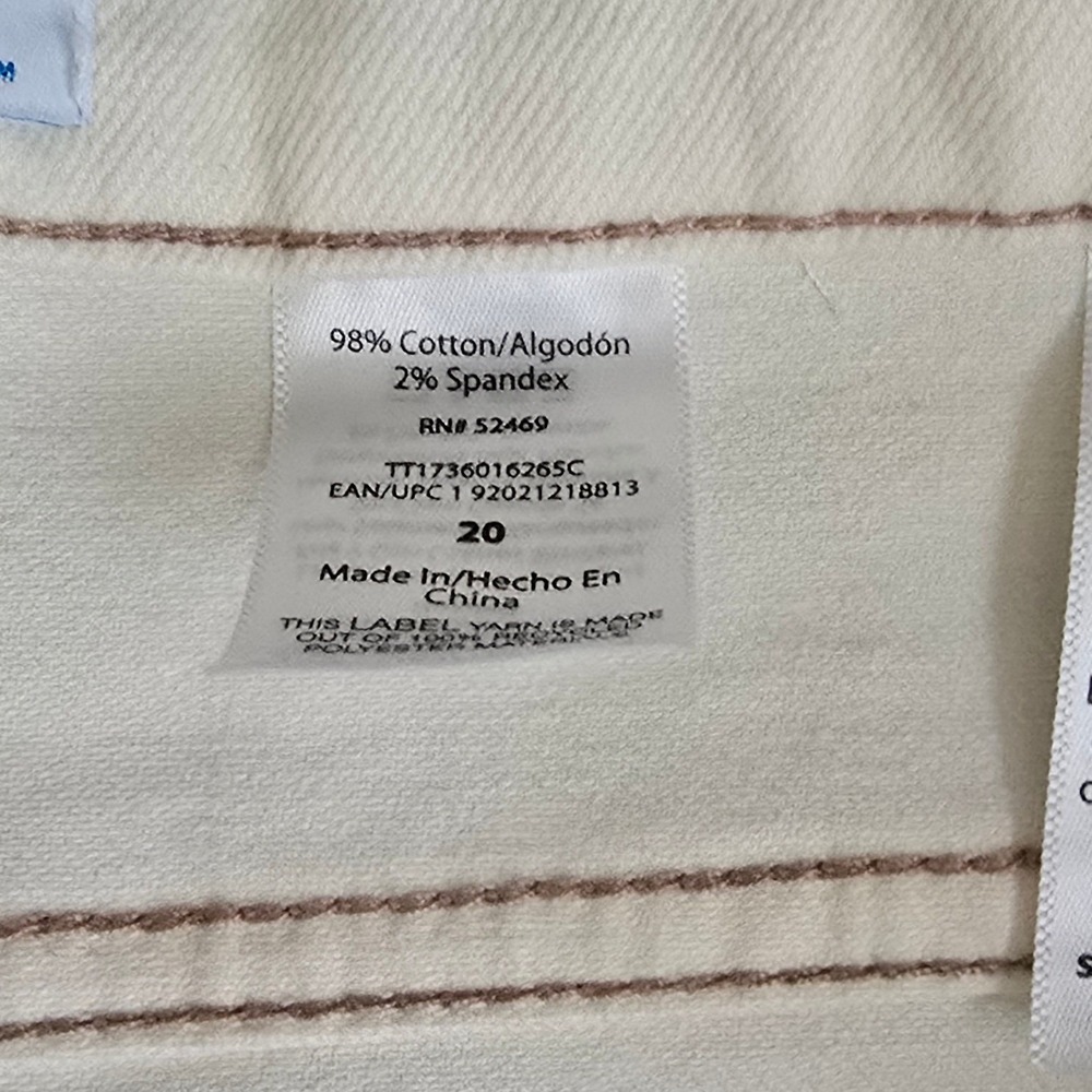 Time and Tru Womens High Rise Straight Leg Jeans Cream White Size 20 NWT - Picture 5 of 11